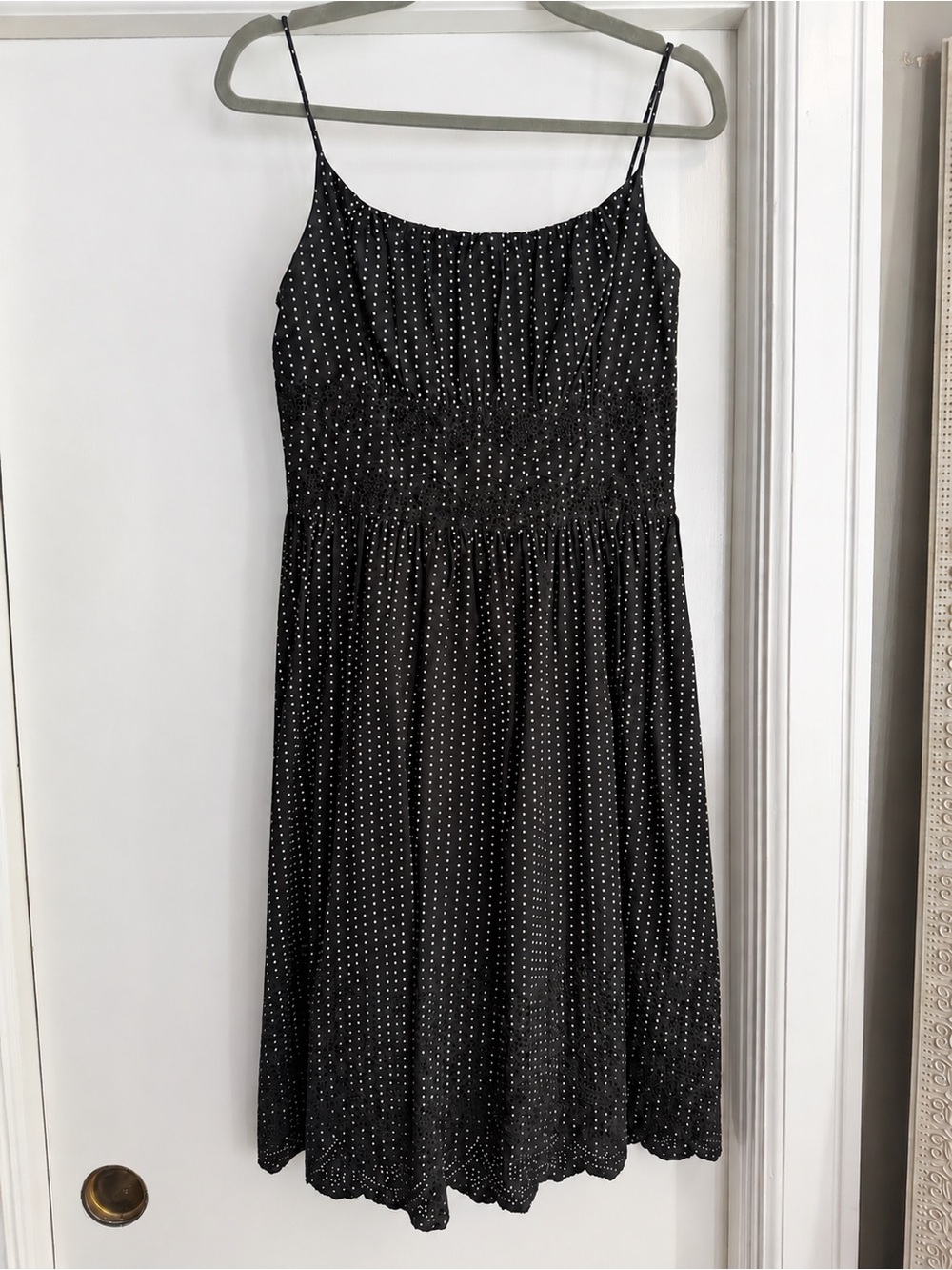 Ann Taylor Black Polka Dot Midi Dress